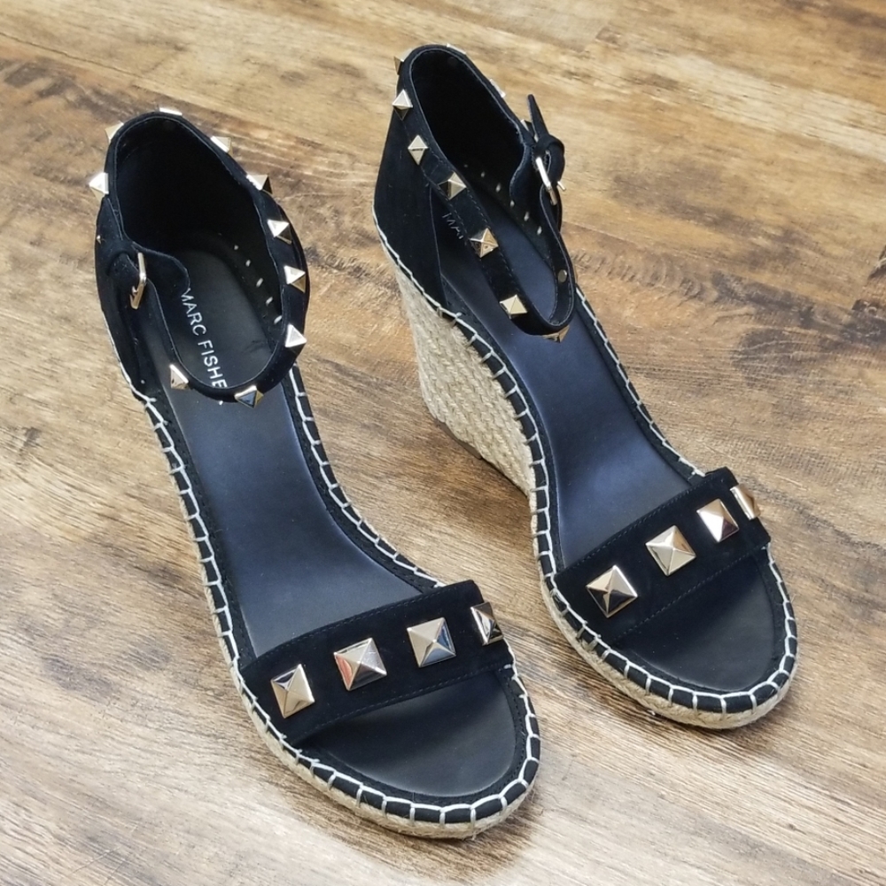 Marc Fisher Knoll Studded Wedge Sandals - Picture 1 of 4